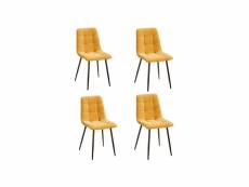 Quatuor de chaises tissu-métal jaune - mipando - l 42 x l 44 x h 89 cm - neuf