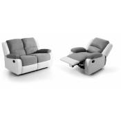 Relaxxo - Pack canapé relax manuel leo 2 pl + fauteuil