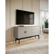 Selsey - stoon - Meuble tv à deux portes - 154 cm - avec trois tiroirs - taupe (gris-beige)