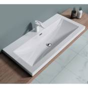 Sogood - Lavabo Vasque à Encastrer Colossum01 Fonte Minérale Solid Surface Blanc 100 x 48 x 13 cm - Blanc