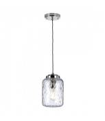 Suspension design Sola Acier,verre à tête de série transparent Nickel poli 1 ampoule 26,8cm