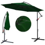 Swanew - 3m parasol parapluie de plage parapluie feu tricolore parapluie de jardin pliable UV40+,Vert - Vert