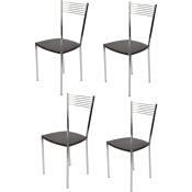 T M C S - Tommychairs - Set 4 chaises elegance pour cuisine, bar et salle à manger, robuste structure en acier chromé et assise en bois couleur wengé