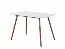 Table à manger blanc rectangle salle à manger blanc pieds en bois 110cm