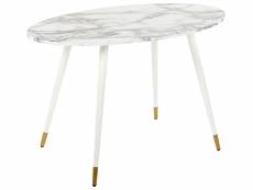 Table à manger effet marbre et blanc 120 x 70 cm gutiere 373590