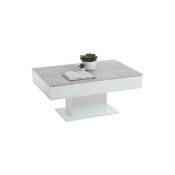 Table basse rectangulaire mélamine gris et blanc brillant