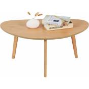 Table Basse, Table à Cocktail Ovale avec étagère, Table à thé, Montage Facile, Table de manguier Massif et Pieds de Table en Bois de chêne, 85 cm