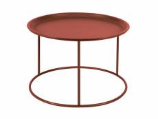 Table d'appoint ronde - bout de canapé - métallique - 37,5xø56 cm IVAR coloris rouge