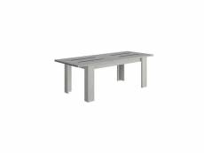 Table de repas rectangulaire à allonge chêne gris clair - jeannette - l 180-228 x l 90 x h 77 cm - neuf