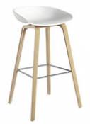 Tabouret de bar About a stool AAS 32 / H 75 cm - Plastique & pieds bois - Hay blanc en plastique