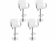 Tabourets de bar lot de 4 avec accoudoirs, chaises de bar hombuy avec motif triangulaire blanc