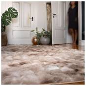 Tapis doux à poils longs moderne relief Sweety Taupe