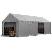 Tente de stockage 4x8 m bâches en pvc 750 n gris imperméable avec cadre de sol - gris - Intent24