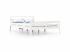 Vidaxl cadre de lit blanc bois massif 120x190 cm petit