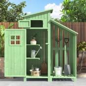 Abri à outils, armoire de jardin convient également aux petits jardins, vert, (cabane en bois, 1 pièce, abri de jardin)124x46x174cm