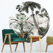Ambiance-sticker - Papier peint intissé pré-encollé fresques géants - fresque jungle tropicale vintage - adhésif décorative - 60x60cm - multicolore