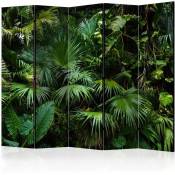 Artgeist - Paravent 5 volets Sunny Jungle ii pour Ambiance Tropicale - Vert et Noir - Vert et Noir