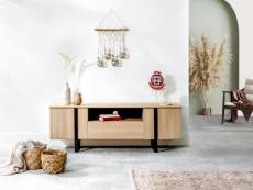 Bobochic meuble tv 160 cm zambia chêne et métal