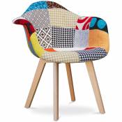 Chaise à Manger Dominic Style Scandinave Premium Design - Patchwork Patty Multicolore - Tissu, pp, Bois de hêtre, Tissu, Bois - Multicolore