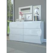 Dmora - Commode Dmonz, Commode 6 tiroirs, Commode pour chambre, 100% Made in Italy, Blanc brillant, cm 155x40h82