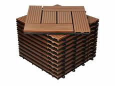 Ecd germany wpc carreaux de terrasse 30x30 cm - 33 pièces par 3m² - avec aspect mosaïque - marron clair - dalles avec système de drainage - pour patio