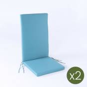 Edenjardin Cojines - Lot de 2 coussins pour fauteuil inclinable d'extérieur standard couleur turquoise Dimensions: 48x114x5 cm Résistant aux gout