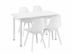[en.casa] ensemble de table à manger et chaises set de table à manger et chaises mdf placage acier revêtu par poudre fritté plastique blanc 120 cm x 6