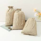 Ensoleille - 12pcs sacs en jute, sacs en jute, sacs en tissu, sacs cadeaux, sacs pour calendrier de l'avent (marron)