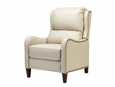 Fauteuil de repos en cuir véritable fauteuil de repos rembourré fauteuil de repos moderne avec dossier et repose-pieds réglables pour le salon, beige