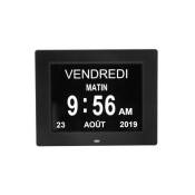 Horloge Calendrier Numérique Date Jour/Nuit Heure - 21,6 cm - Noir - Noir