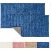 Karat - Tapis de bain Shine Polyester Bleu 60 x 100