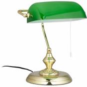 Lampe de banquier abat-jour vert bureau table lampe de table laiton vintage bibliothèque 31x22,5x18,5 cm, vert - Relaxdays
