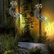 Lampe solaire de jardin à prise solaire pour décoration de jardin extérieur design paon, métal plastique, led 3000K, LxlxH 17,5x4,5x88 cm, lot de 2