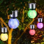 Lampe solaire décoration de jardin lampe d'extérieur à changement de couleur LED boule lumineuse suspendue, design craquelé, durée d'éclairage 6-8