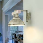 Licht-erlebnisse - Applique d'intérieur hakon en bois shabby chic blanc au design élégant dans le style vintage E27 - Blanc miteux, bois - Shabby