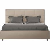 Lit queen size Mika 160x210 avec sommier taupe - Taupe