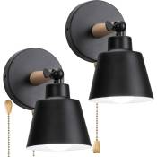 Lot de 2 Applique Mural Intérieur Design avec Interrupteur Lampe de Chevet Eclairage Décor Noir