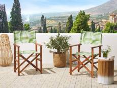 Lot de 2 chaises de jardin bois foncé à motif feuilles tropicales/crème cine 309787