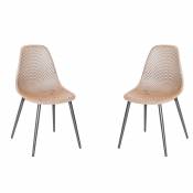 Lot de 2 chaises en résine blanche quadrillée - Noir/Taupe