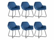 Lot de 6 chaises de salle à manger cuisine style moderne et chic en velours bleu cds022228