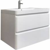 Meuble salle de bain avec vasque/lavabo laqué Blanc brillant bora 80 suspendu laqué Blanc brillant