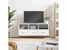 Meuble tv contemporain | banc tv armoire tv | blanc 102x36x50 cm bois d'ingénierie meuble pro frco84479