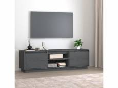 Meuble tv pour salon - armoire tv moderne gris 140x35x40 cm bois de pin massif meuble pro frco70457