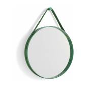 Miroir rond en acier vert 50 cm Strap - Hay