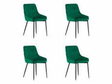 Monzas - lot de 4 chaises en velours style glamour - 82.5x58x49 cm - chaise de salle à manger - vert