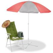 Parasol, ø 160 cm, hauteur réglable, protection anti-UV, inclinable, polyester, acier, parasol rond, gris/rose - Relaxdays