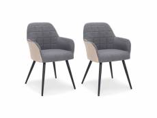 Paris prix - lot de 2 fauteuils design "singolo" 81cm beige & gris