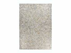 Paris prix - tapis patchwork en cuir "rocket" ivoire & or 200 x 290 cm