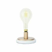 Pied de lampe à poser en métal et marbre nuzo pour utilisation en intérieur - Style Glamour - Chic - D20 cm - 1 lumière 6W, douille E27 - ampoule(s)
