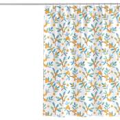 Rideau de douche floral, rideau de douche orange, rideau de douche fleur, ensemble de rideaux de douche plantes avec 12 crochets, décor de salle de